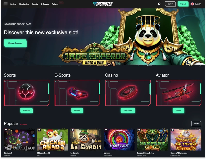 Aperçu de la page Casinozer